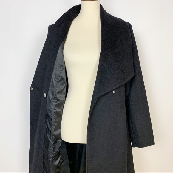 COLE HAAN Signature Black Wool Wrap Coat 10 NWT - Picture 6 of 8